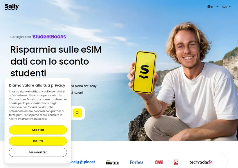 Schermata della pagina offerta di Saily