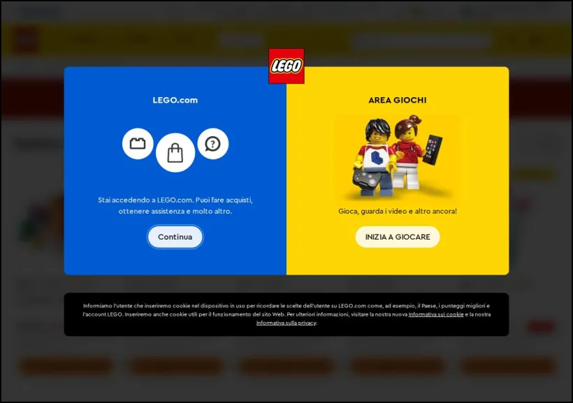 Schermata della pagina offerta di LEGO