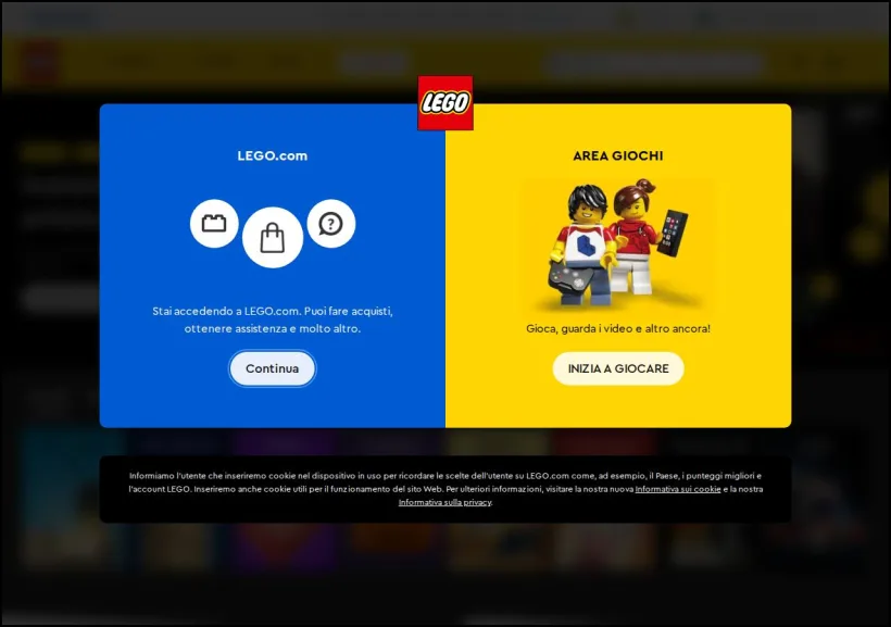 Schermata della pagina offerta di LEGO