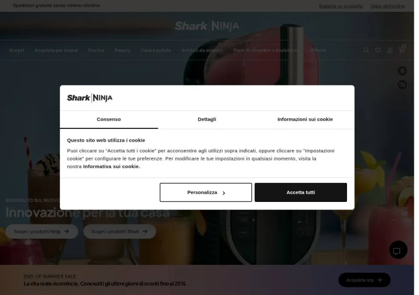 Schermata della pagina offerta di Ninja Kitchen