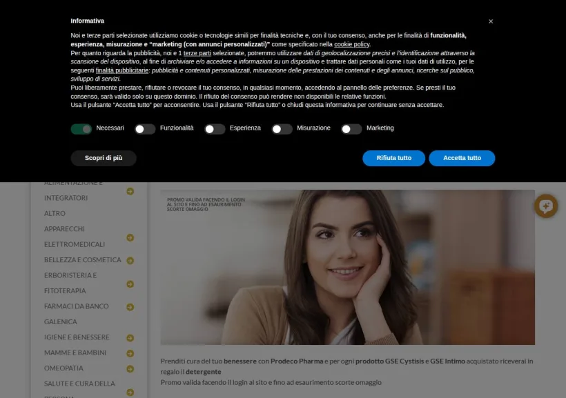 Schermata della pagina offerta di FarmaWeb