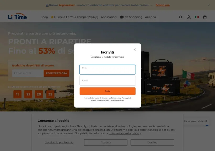 Schermata della pagina offerta di LiTime