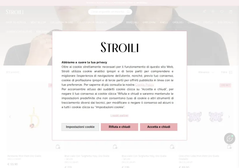 Schermata della pagina offerta di Stroili Oro