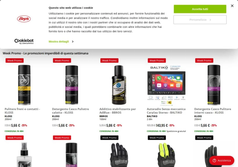 Schermata della pagina offerta di Bep's