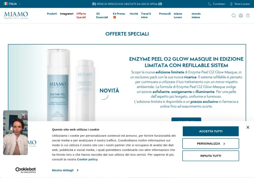 Schermata della pagina offerta di Miamo