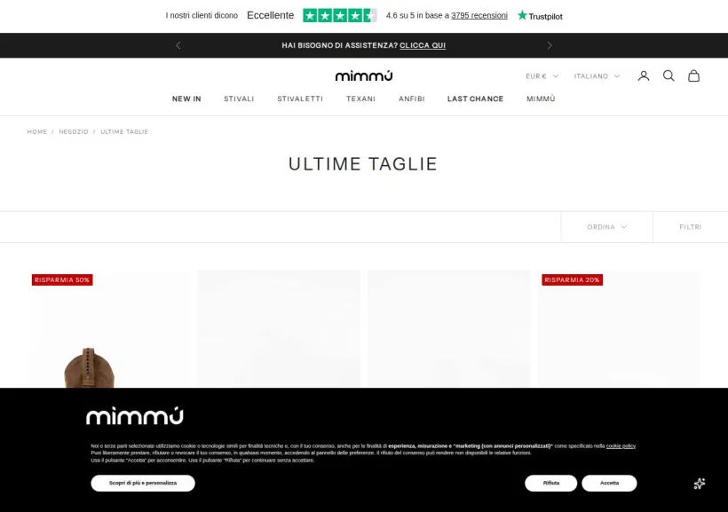 Schermata della pagina offerta di Mimmù