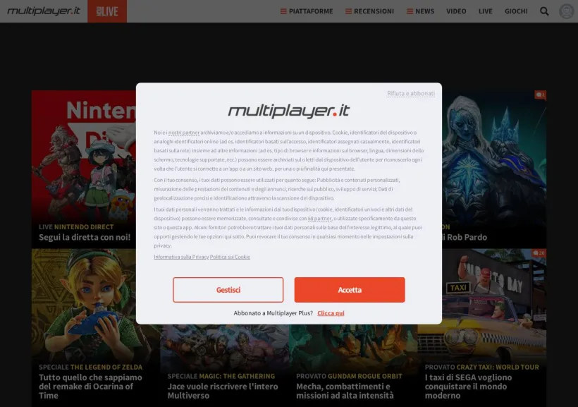 Schermata della pagina offerta di MultiPlayer