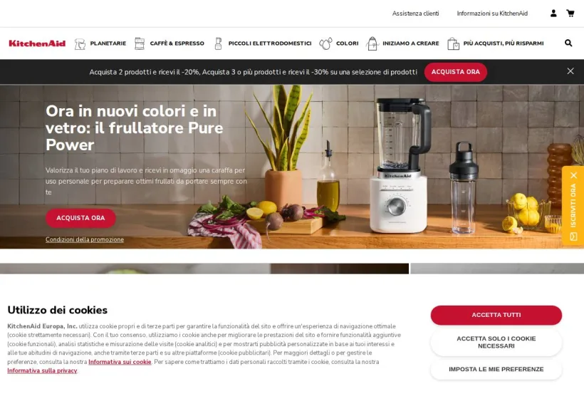 Schermata della pagina offerta di KitchenAid