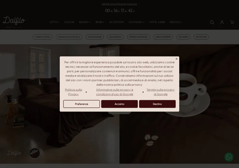Schermata della pagina offerta di Dalfilo