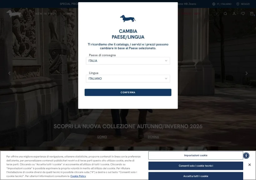 Schermata della pagina offerta di Harmont & Blaine