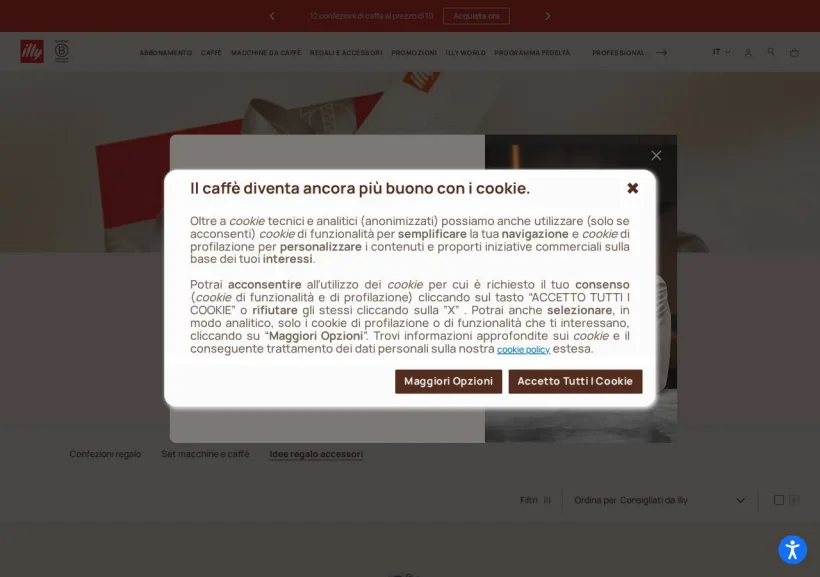 Schermata della pagina offerta di Illy