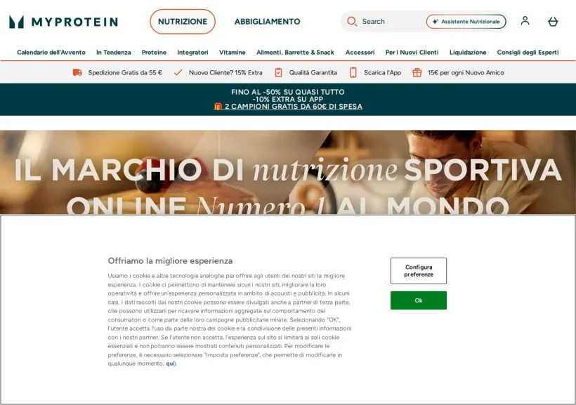 Schermata della pagina offerta di MyProtein