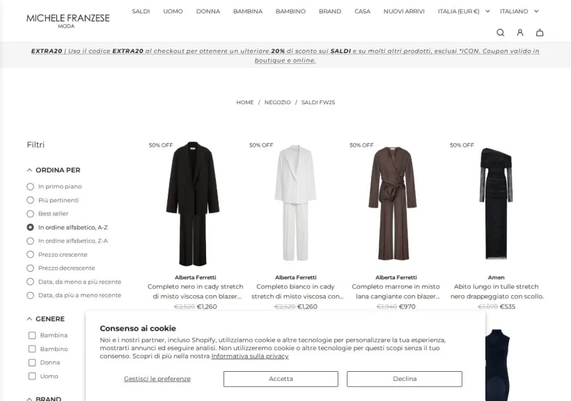 Schermata della pagina offerta di Michele Franzese