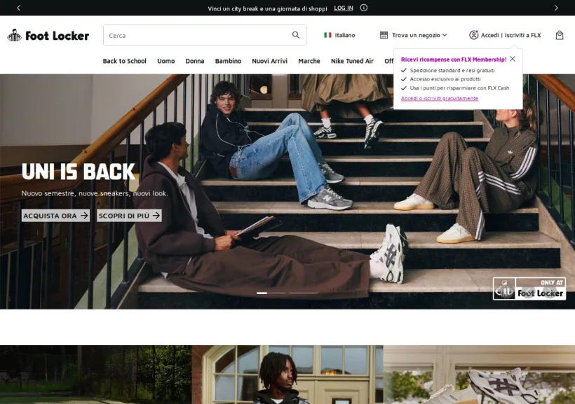 Schermata della pagina offerta di Foot Locker