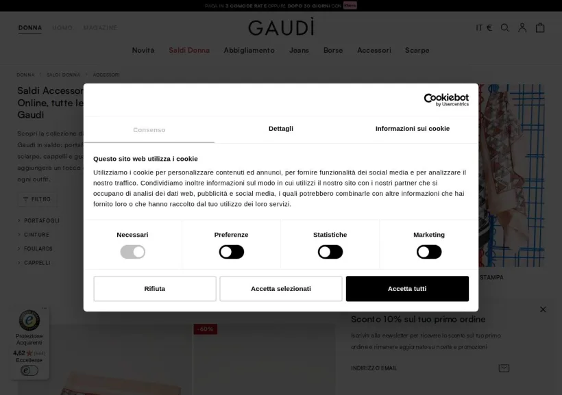 Schermata della pagina offerta di Gaudì