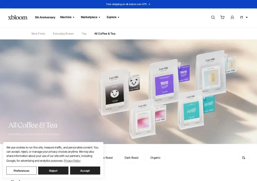 Schermata della pagina offerta di xbloom