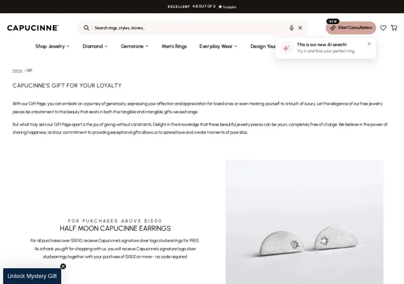 Schermata della pagina offerta di Capucinne.com