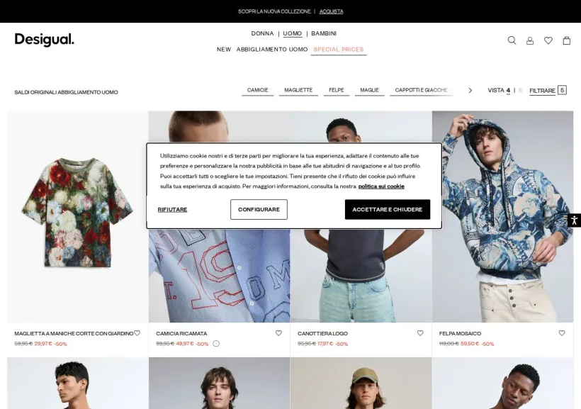 Schermata della pagina offerta di Desigual