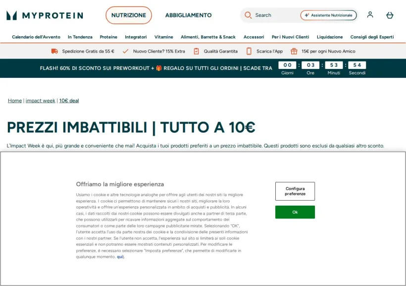 Schermata della pagina offerta di MyProtein