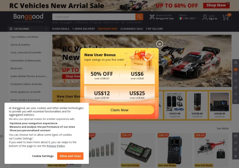 Schermata della pagina offerta di Banggood