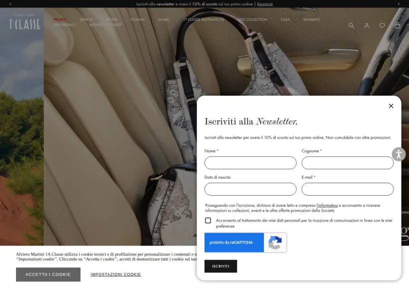 Schermata della pagina offerta di Alviero Martini
