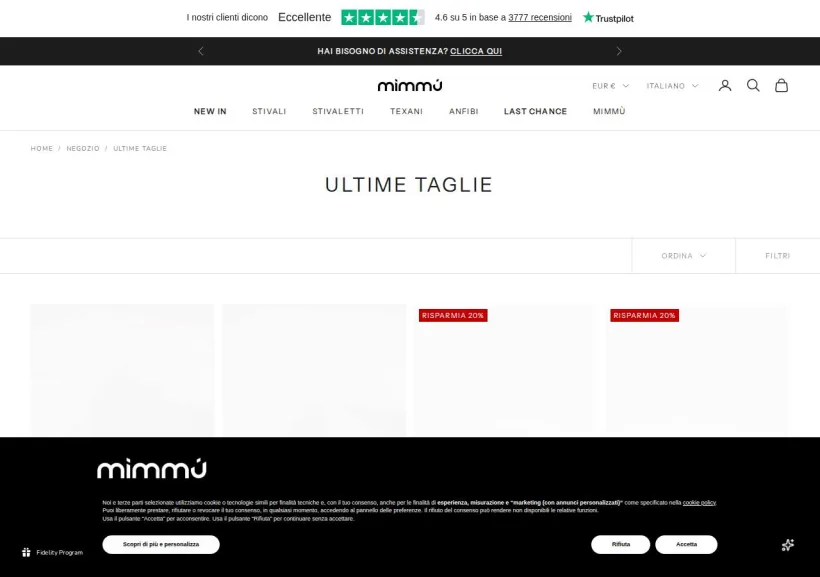 Schermata della pagina offerta di Mimmù