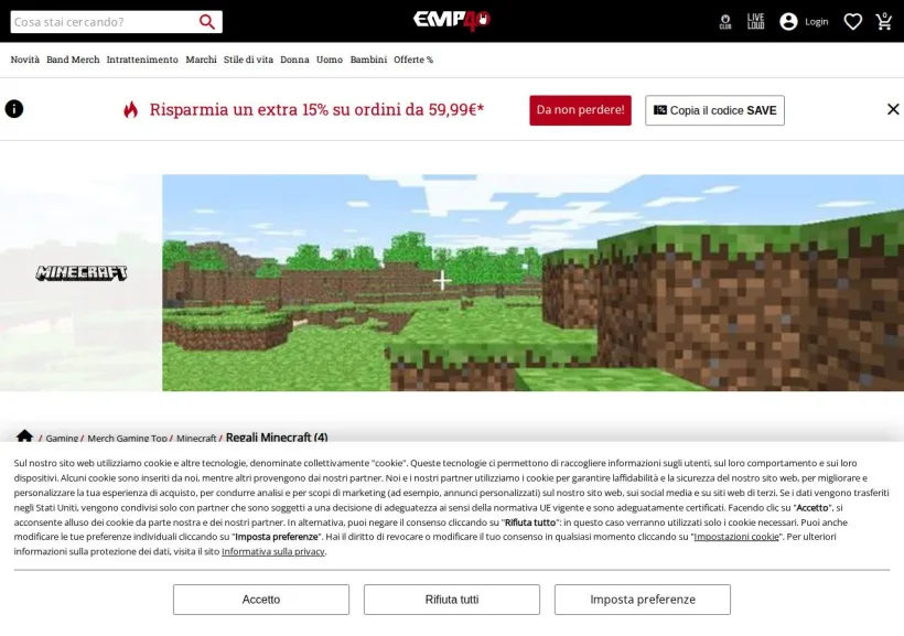 Schermata della pagina offerta di EMP Italia