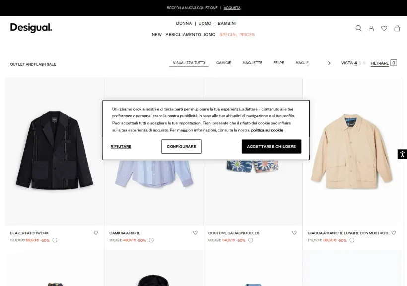 Schermata della pagina offerta di Desigual