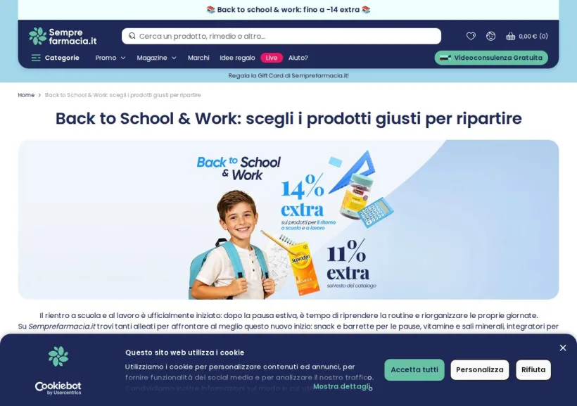Schermata della pagina offerta di Semprefarmacia