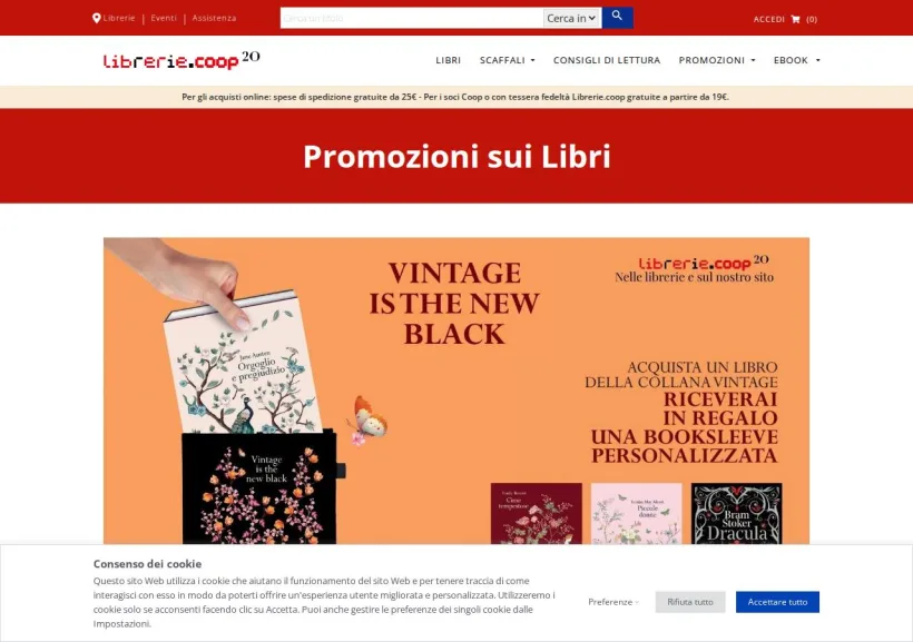 Schermata della pagina offerta di Librerie Coop