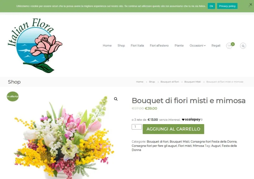 Schermata della pagina offerta di Italian Flora