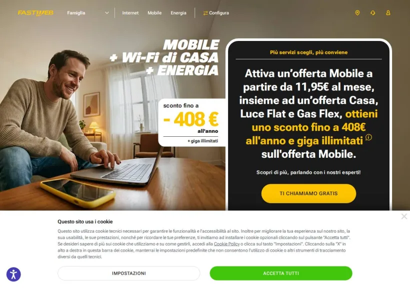 Schermata della pagina offerta di Fastweb