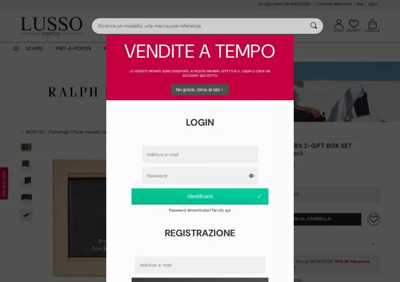 Schermata della pagina offerta di Spartoo