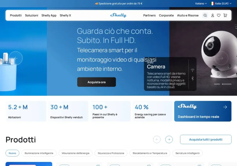 Schermata della pagina offerta di Shelly