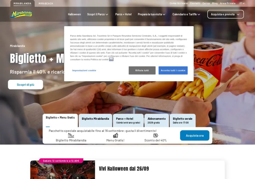 Schermata della pagina offerta di Mirabilandia