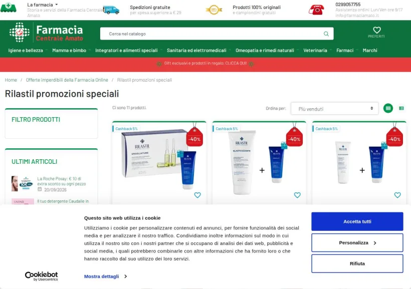 Schermata della pagina offerta di Farmacia Amato