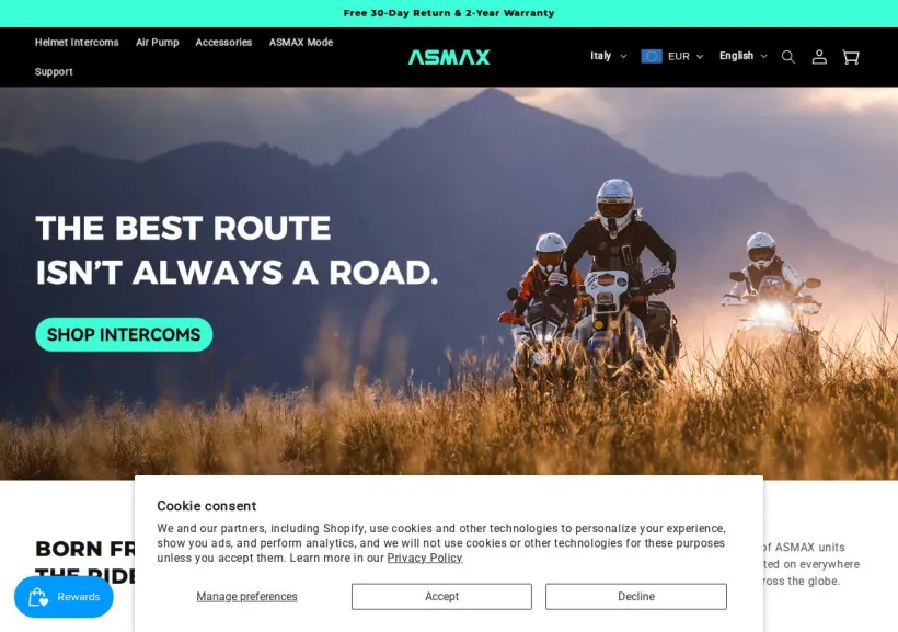 Schermata della pagina offerta di ASMAX