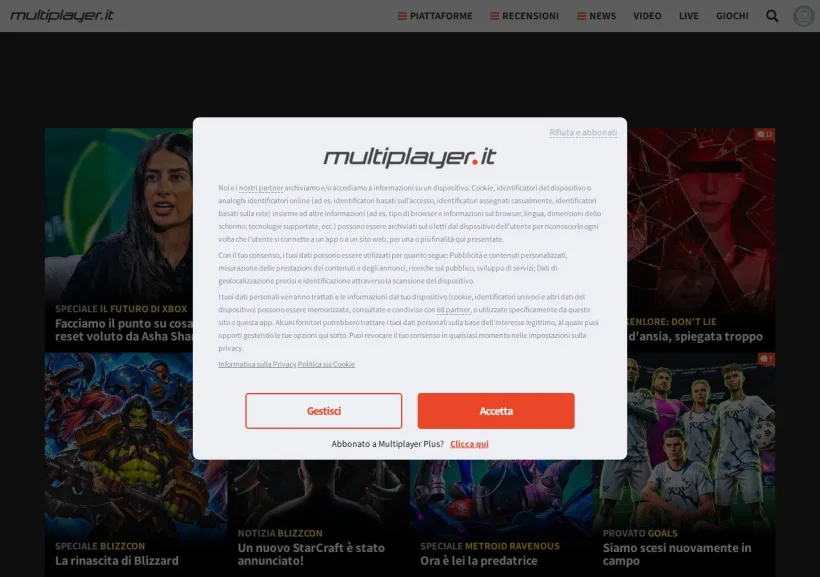 Schermata della pagina offerta di MultiPlayer