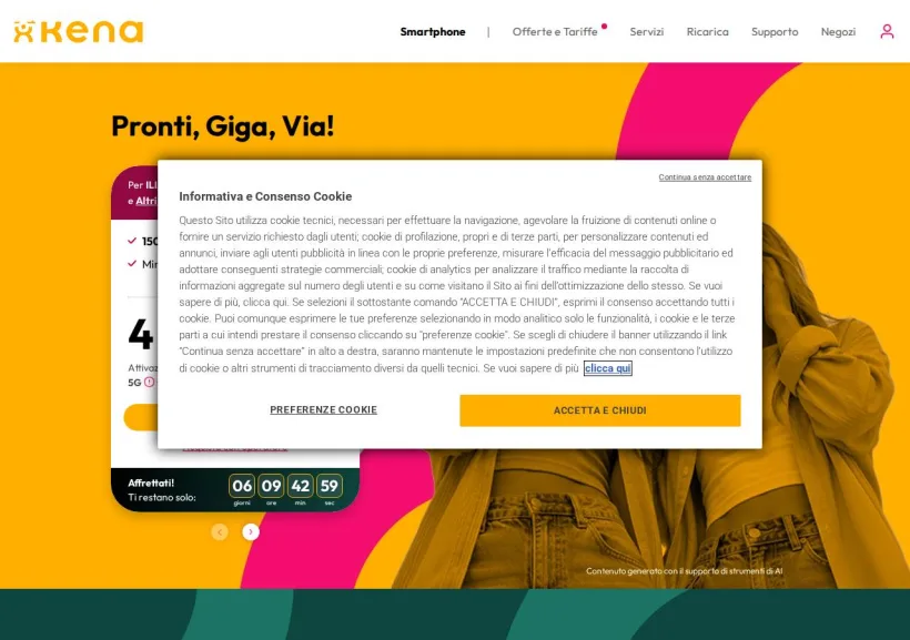 Schermata della pagina offerta di Kenamobile