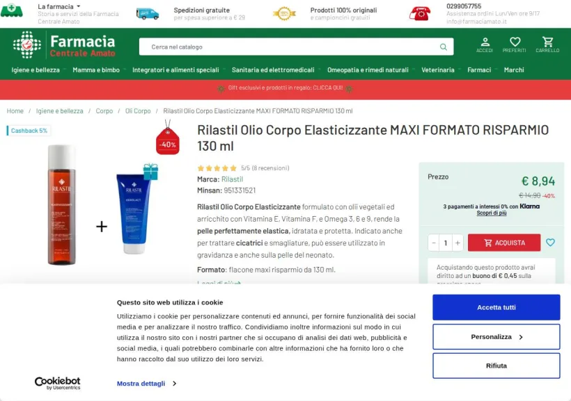 Schermata della pagina offerta di Farmacia Amato