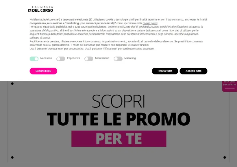 Schermata della pagina offerta di Farmacia del Corso