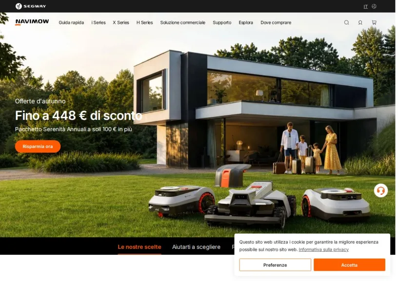 Schermata della pagina offerta di Navimow
