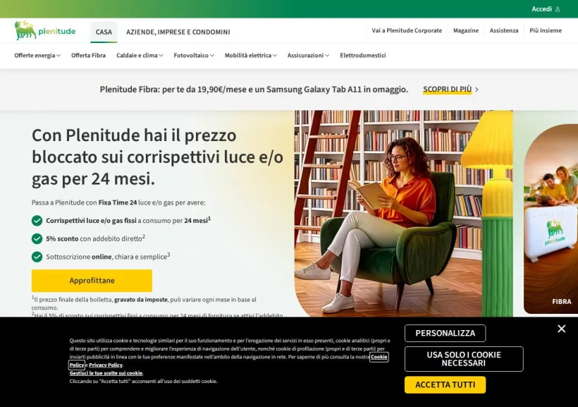Schermata della pagina offerta di Eni Plenitude