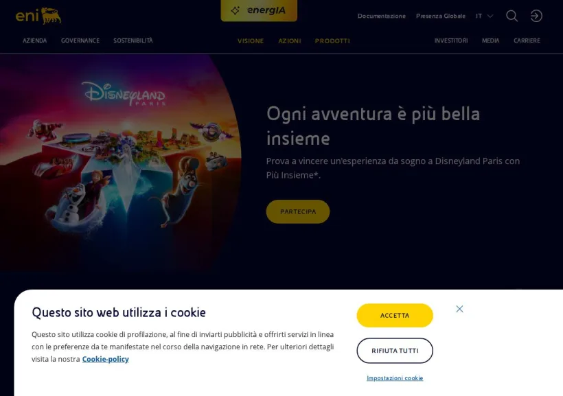 Schermata della pagina offerta di Eni Gas e Luce