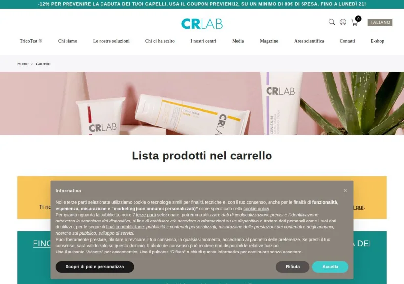 Schermata della pagina offerta di CRLab
