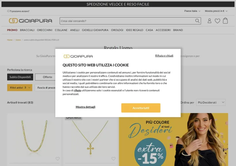 Schermata della pagina offerta di GioiaPura