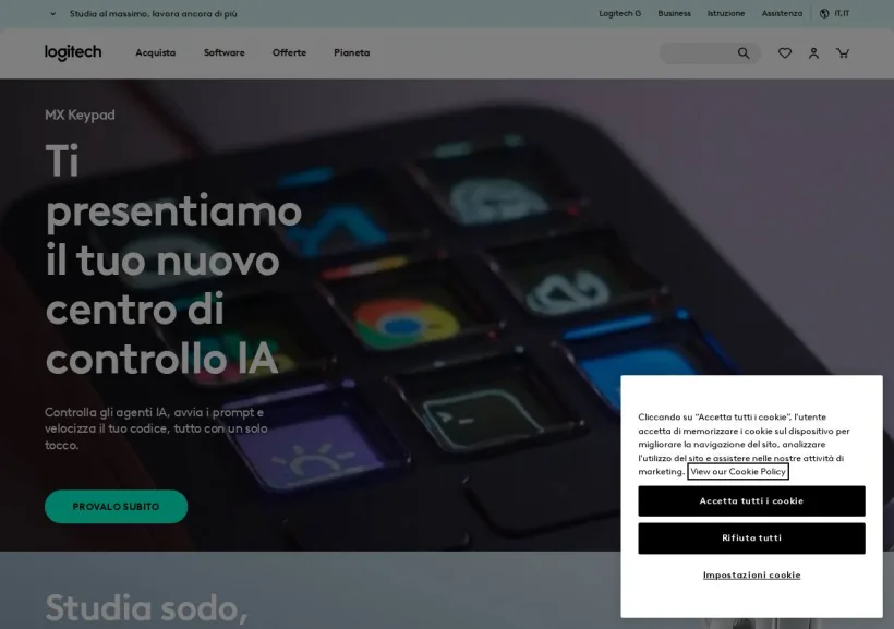 Schermata della pagina offerta di Logitech