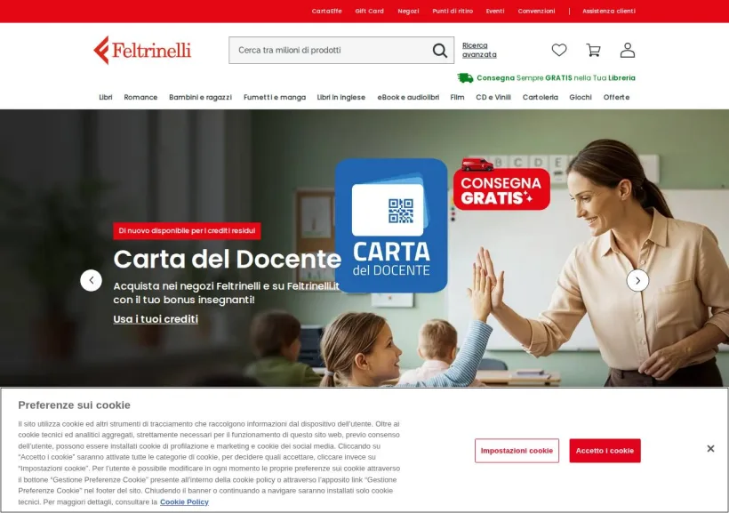 Schermata della pagina offerta di La Feltrinelli
