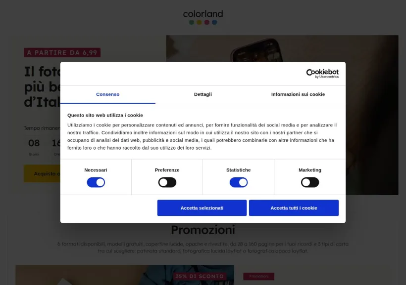 Schermata della pagina offerta di Colorland