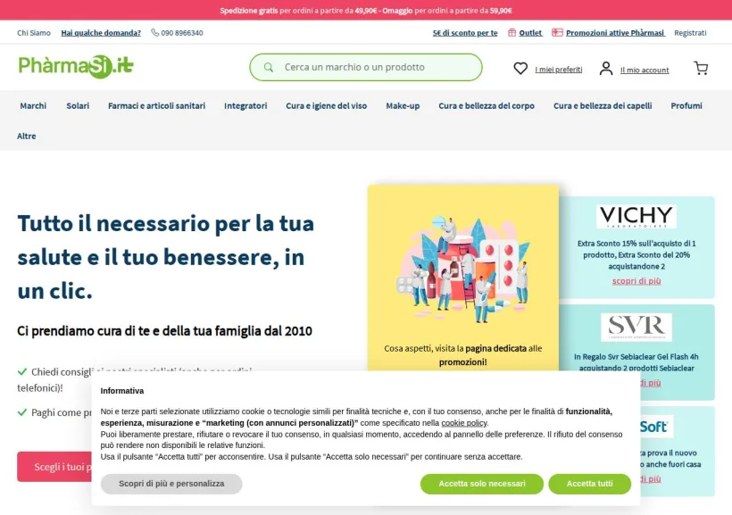 Schermata della pagina offerta di Pharmasi